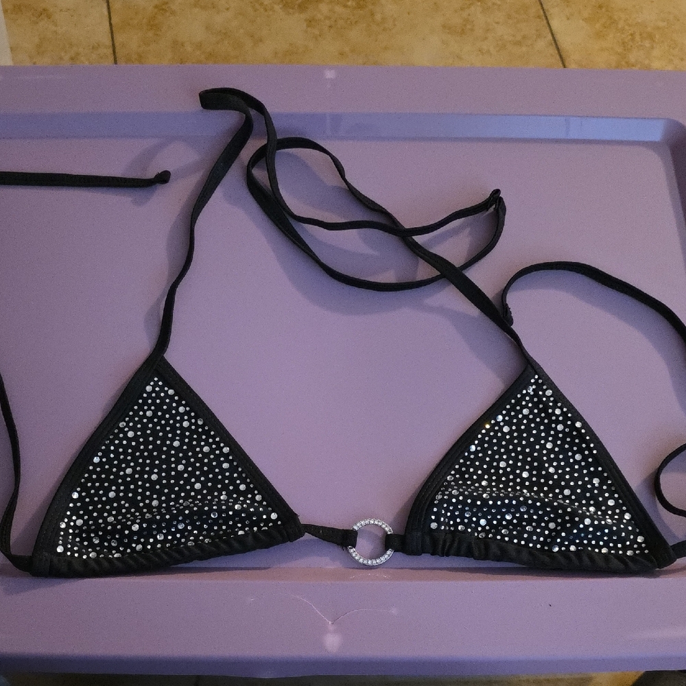 Fashion Nova Womens Size Small Rhinstone & Black Swim Top (Janette # 22)